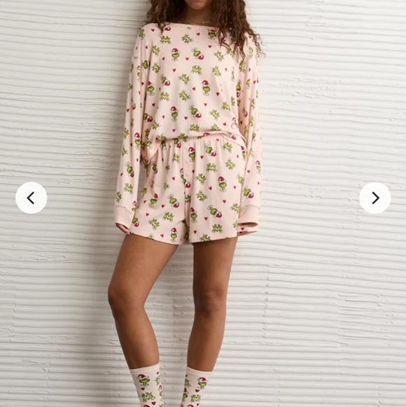 American Eagle Outfitters Womens Pink Lounge Set with Green and Red Accents - Picture 5 of 7